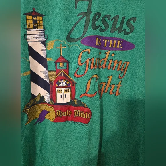Vintage Jesus Is The Guiding Light T Shirt Mens XL Gildan Christ Dowling Graphic - Picture 3 of 7